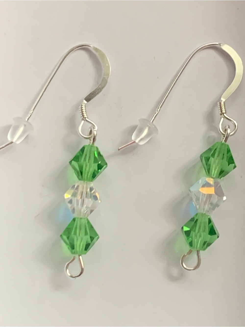 Sterling 925 Silver Peridot Crystal Hook Earrings